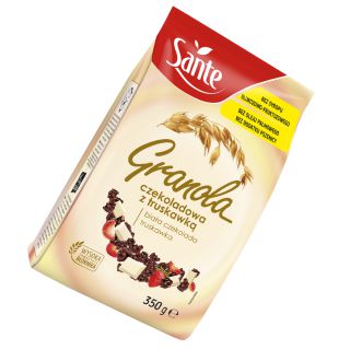 Płatki śniadaniowe Sante Granola Pełne Ziarno, 350g z białą czekoladą i truskawkami