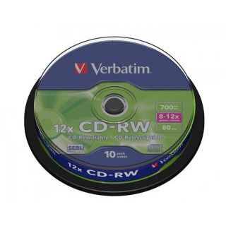 Płyty CD-RW Verbatim 700MB 8-12x, cake 10 sztuk