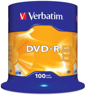 Płyty DVD-R Verbatim 4,7GB 16x, cake 100 sztuk