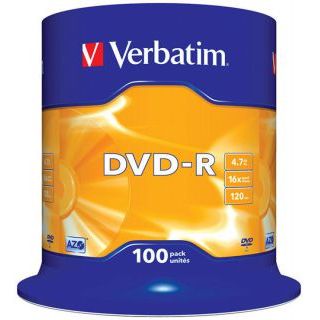 Płyty DVD-R Verbatim 4,7GB 16x, cake 100 sztuk