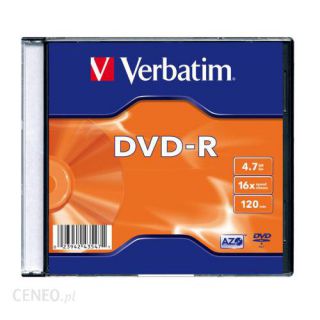 Płyty DVD-R Verbatim 4,7GB 16x, pudełko slim 1 sztuka