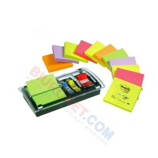 Podajnik Millenium Combi Post-it Z-Notes, dyspenser karteczek harmonijkowych + 12 bloczków i zakładki GRATIS do bloczków 76 x 76 mm