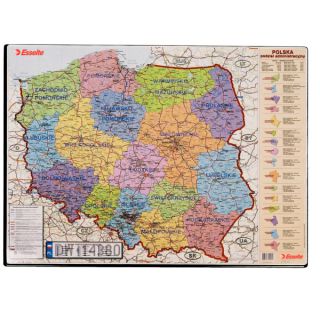 Podkładka na biurko Esselte, z mapą Polski 500 x 650 mm - Polska