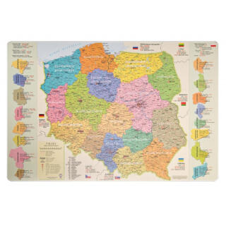 Podkładka na biurko Głowala, z mapą administracyjną Polski, antypoślizgowa 58 x 38 cm