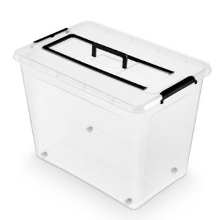 Pojemnik do przechowywania ORPLAST SimpleStore Box na kółkach, zamykany klipsami, z rączką na pokrywce 80L