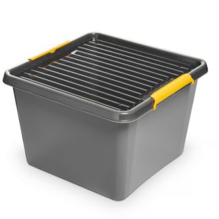 Pojemnik do przechowywania ORPLAST SolidStore Box, mocny, zamykany żółtymi klipsami 32L