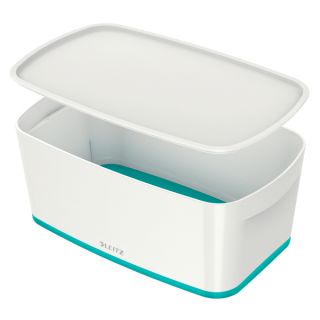 Pojemnik Leitz MyBox WOW, organizer z pokrywą 318 x 128 x 191 mm biało - turkusowy