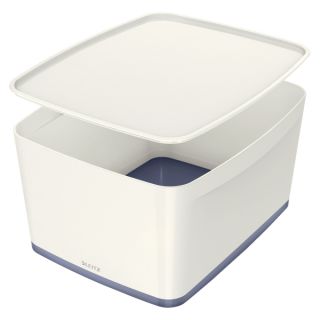 Pojemnik Leitz MyBox WOW, organizer z pokrywą 318 x 198 x 385 mm biało - szary