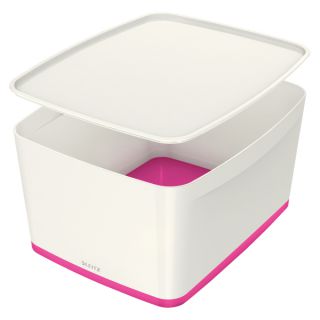 Pojemnik Leitz MyBox WOW, organizer z pokrywą 318 x 198 x 385 mm biało - różowy