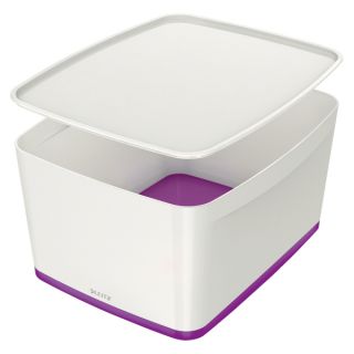 Pojemnik Leitz MyBox WOW, organizer z pokrywą 318 x 198 x 385 mm biało - fioletowy