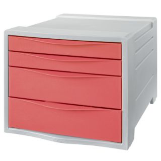 Pojemnik z szufladami Esselte Colour Breeze, szafka z 4 szufladami koralowy