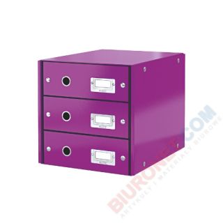 Pojemnik z szufladami Leitz Click&Store, 3 szuflady fioletowe