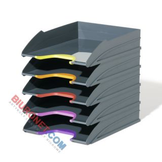 Półka na dokumenty Durable Varicolor A4, zestaw 5 tacek biurkowych kolor szary