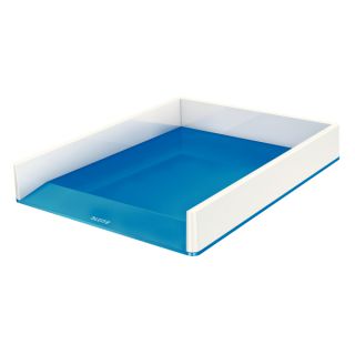 Półka na dokumenty Leitz WOW,  tacka biurkowa biała z kolorowym wykończeniem niebieskie wykończenie