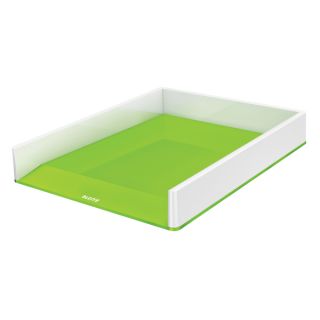 Półka na dokumenty Leitz WOW,  tacka biurkowa biała z kolorowym wykończeniem zielone wykończenie