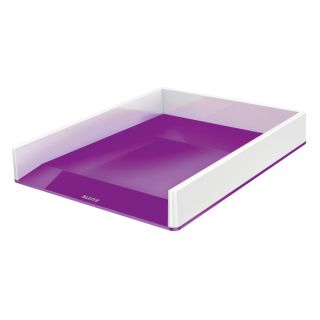 Półka na dokumenty Leitz WOW,  tacka biurkowa biała z kolorowym wykończeniem fioletowe wykończenie