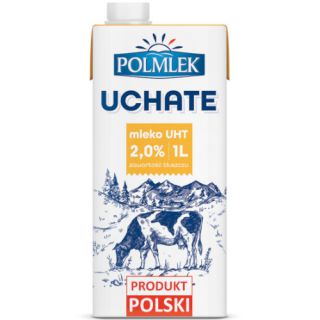 Polmlek Uchate 2% 1L, mleko UHT w kartonie 12 sztuk