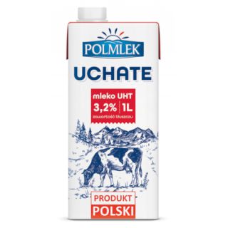 Polmlek Uchate 3,2% 1L, mleko UHT w kartonie 12 sztuk