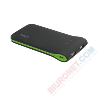 Powerbank Leitz Complete, przenośna ładowarka, 2 porty USB czarny