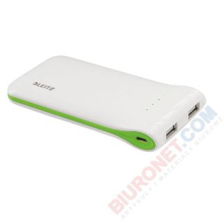 Powerbank Leitz Complete, przenośna ładowarka, 2 porty USB biały