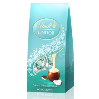Praliny Lindt Lindor Cocos Bag, czekoladki mleczne z nadzieniem kokosowym 100g