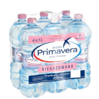 Primavera 1L x 6 sztuk, woda źródlana w butelkach PET niegazowana