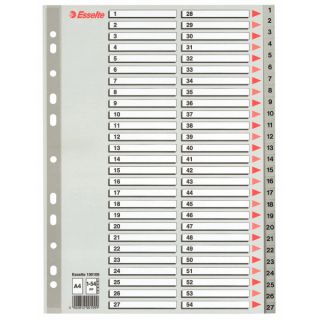 Przekładki numeryczne Esselte A4, plastikowe, szare 1 - 54