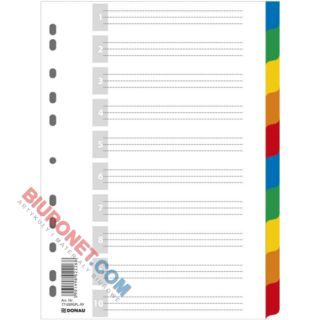 Przekładki z kolorowymi indeksami Donau A4, 5 kolorów, plastikowe z kartą opisową 10 kart