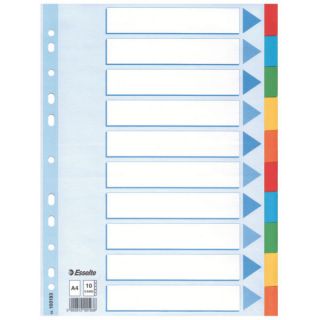 Przekładki z kolorowymi indeksami Esselte A4, 5 kolorów, kartonowe z kartą opisową 10 kart