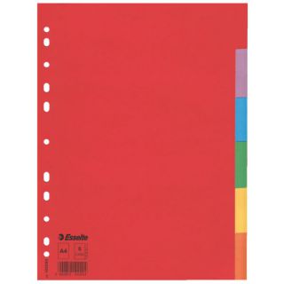 Przekładki z kolorowymi indeksami Esselte A4, 6 kolorów, kartonowe 6 kart