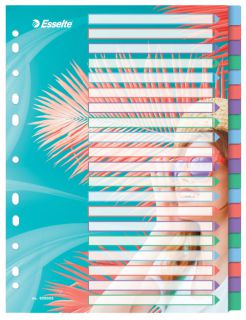 Przekładki z kolorowymi indeksami Esselte Breeze A4, 4 kolory, plastikowe z kartą opisową 20 kart