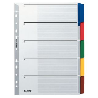 Przekładki z kolorowymi indeksami Leitz A4, 5 kolorów, kartonowe z kartą opisową 5 kart