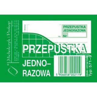 Przepustka Jednorazowa druk A7 Michalczyk i Prokop 80 kartek