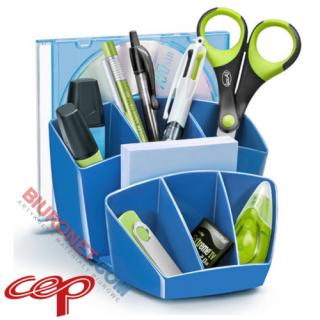 Przybornik CEP Pro Gloss, plastikowy piórnik na biurko, 8 komór niebieski