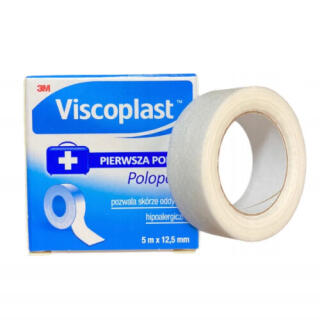 Przylepiec Viscoplast Polopor, plaster hipoalergiczny bez opatrunku, rolka 12,5 mm x 5 m