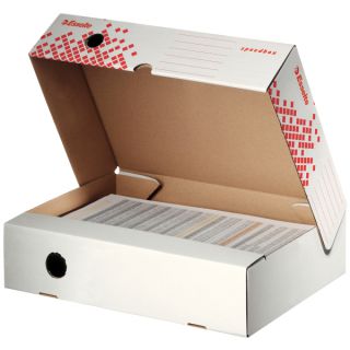 Pudełko archiwizacyjne Esselte Speedbox A4, na zawartość segregatora, otwarcie od góry grzbiet 80mm