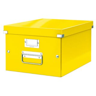 Pudełko uniwersalne Leitz Click&Store WOW A4, archiwizacyjne z pokrywą i uchwytem żółte