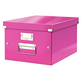 Pudełko uniwersalne Leitz Click&Store WOW A4, archiwizacyjne z pokrywą i uchwytem różowe