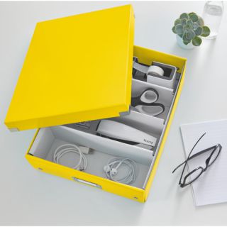 Pudełko z przegródkami Leitz Click&Store WOW A4, archiwizacyjne z pokrywą żółte
