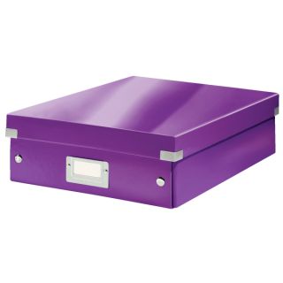Pudełko z przegródkami Leitz Click&Store WOW A4, archiwizacyjne z pokrywą fioletowe