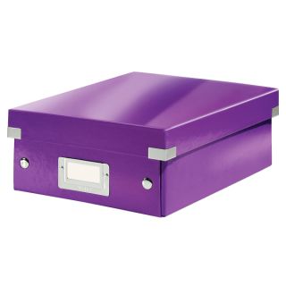 Pudełko z przegródkami Leitz Click&Store WOW A5, archiwizacyjne z pokrywą fioletowe
