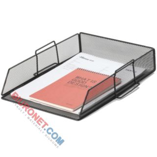 Q-Connect Office-Set, półka na dokumenty A4, metalowa tacka biurkowa czarna