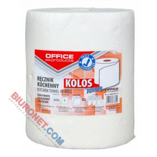 Ręcznik papierowy Office Products Kolos Junior, kuchenny, biały papier celulozowy, 2-warstwowy 300 listków