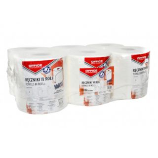 Ręcznik w rolce Office Products Maxi, biały papier celulozowy 36g, 2-warstwowe, do dozowników 6 rolek x 120 m