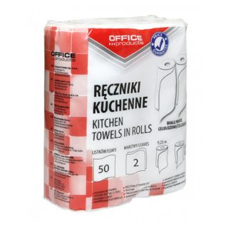 Ręczniki papierowe Office Products, kuchenne, biały papier celulozowy, 2-warstwowy 2 rolki x 50 listków