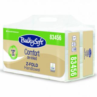 Ręczniki składane BulkySoft Comfort De-inked typu Z 83456, biały papier celulozowy, 2-warstwowe, do dozowników 12 x 200 listków