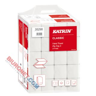 Ręczniki składane Katrin Classic Zig Zag 2 Handy Pack 35298 typu V, biały papier makulaturowy, 2-warstwowe, do dozowników 20 x 200 listków