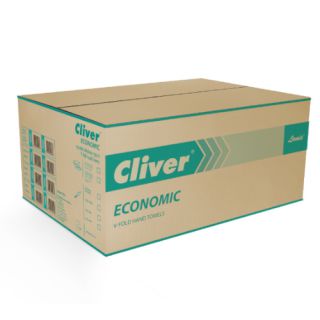 Ręczniki składane Lamix Cliver Economic 2271 typu V, biały papier makulaturowy, 1-warstwowe, do dozowników 20 x 200 listków