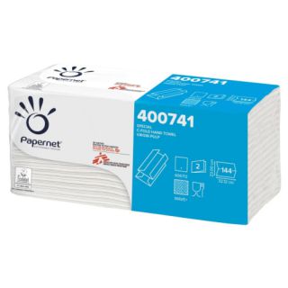 Ręczniki składane Papernet Special Soft 400741 typu C, biały papier celulozowy, 2-warstwowe, do dozowników 20 x 144 listki