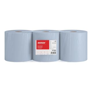 Ręczniki w rolce Katrin M1 97555, niebieski papier makulaturowy, 1-warstwowe, do dozowników 3 rolki x 300 m